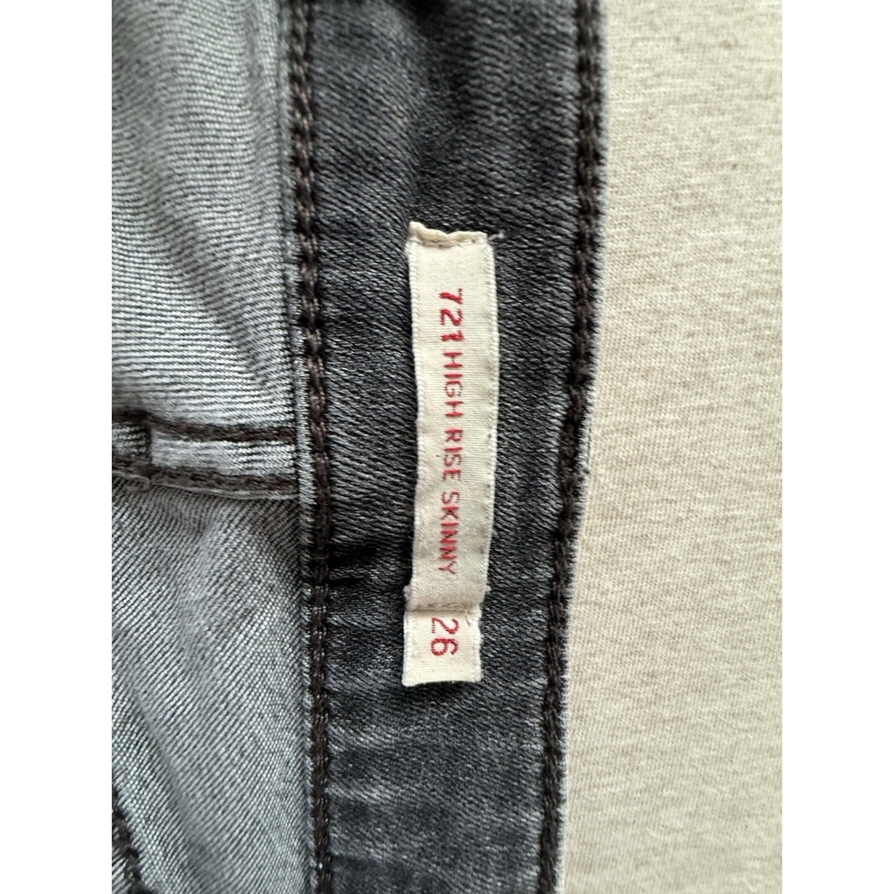 Levi's Woman's 721 High Rise Skinny Charcoal Color 26x30 Premium BIG E Jeans